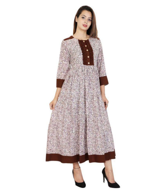 Rangun - Brown Cotton Blend Women's Flared Kurti ( Pack of 1 ) - M