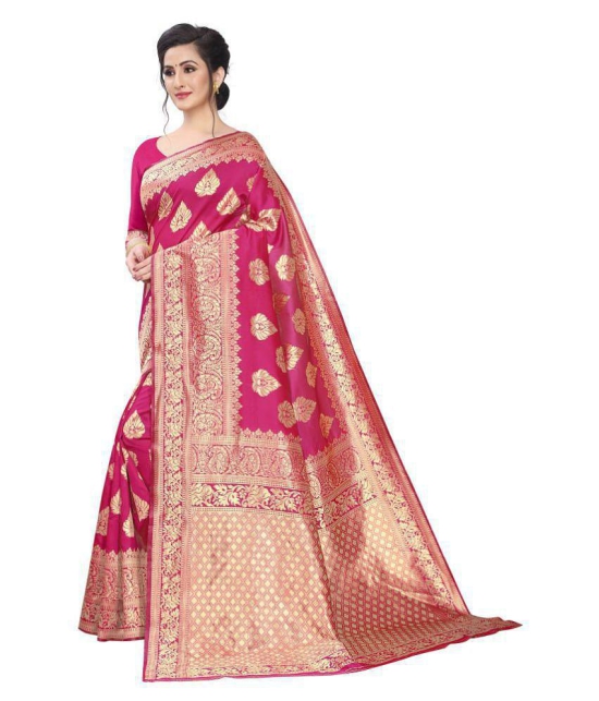 ofline selection Pink Jacquard Saree - Single