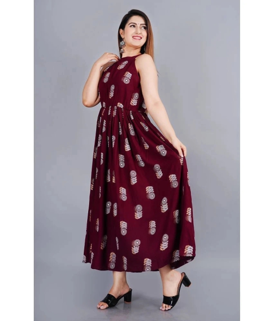 SIPET - Maroon Rayon Womens Anarkali Kurti ( Pack of 1 ) - None