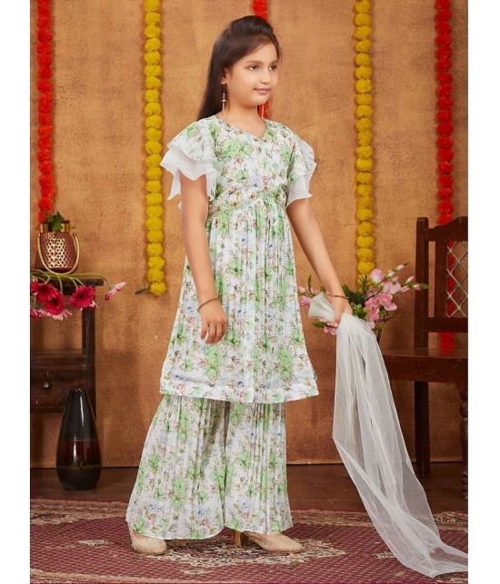 Aarika Sea Green Georgette Girls Kurta and Sharara Set ( Pack of 1 ) - None