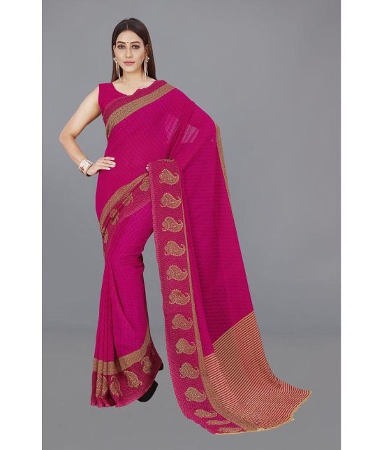 Anand Sarees - Pink Georgette Saree With Blouse Piece ( Pack of 1 ) - Pink