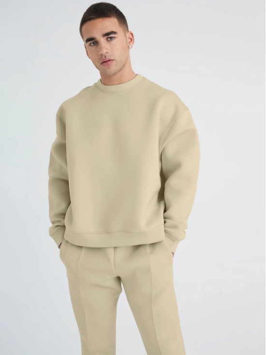 Solid Beige Cozy Cut Co-Ords-M / Beige