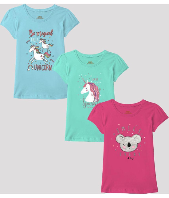 Ariel - Multicolor Cotton Girls T-Shirt ( Pack of 3 ) - None