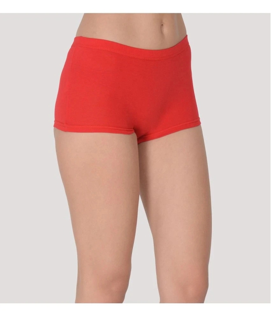 Leading Lady - Red Cotton Solid Womens Boy Shorts ( Pack of 2 ) - None