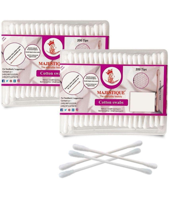 Majestique 100Pcs Paper Cotton Swabs Sticks, Flat Box, Soft Gentle on Face, Ear Cleaning - Pack of 2