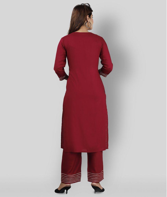 Doriya - Maroon Straight Rayon Women's Stitched Salwar Suit ( Pack of 1 ) - None