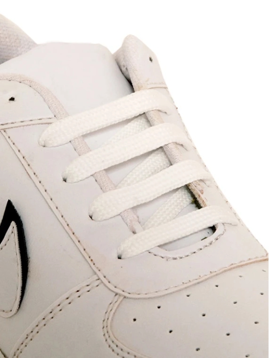 white solid  lace up sneaker