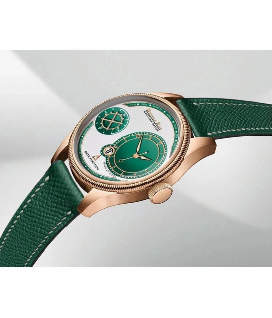 DoubleRun Green Leather Analog Mens Watch