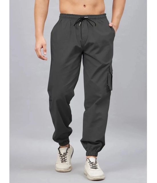 Chrome & Coral Regular Flat Men's Cargos - Dark Grey ( Pack of 1 ) - None