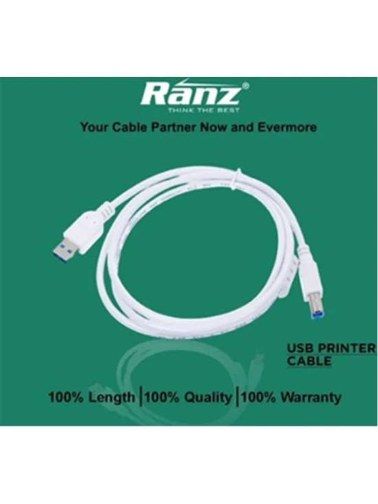 Ranz 1.5m Printer Cable USB Type A Male to Type B Male - Black