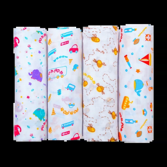 Muslin 2 layer Swaddle - Pack of 4-0 - 6 Months