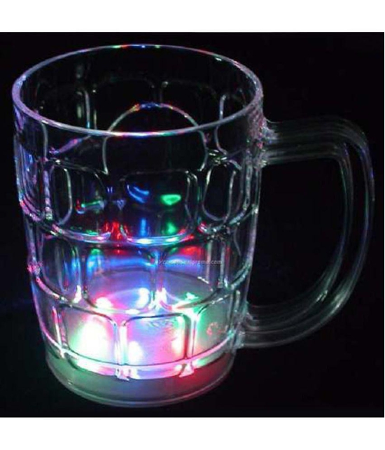 Light Changing Fibre Glass Beer Mug with Disco Led for Gifting - 7 Colour Changing Liquid Lights - 295ML