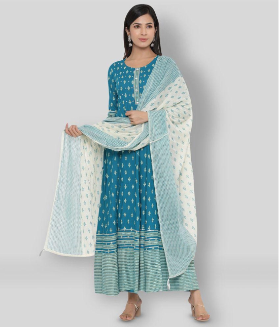 KIPEK - Blue Straight Rayon Womens Stitched Salwar Suit ( Pack of 1 ) - XXL