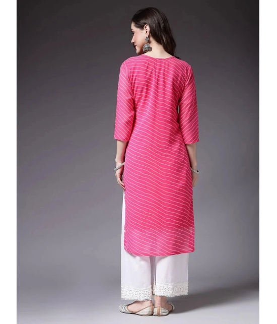 Stylum Georgette Printed A-Line Womens Kurti - Pink ( Pack of 1 ) - None