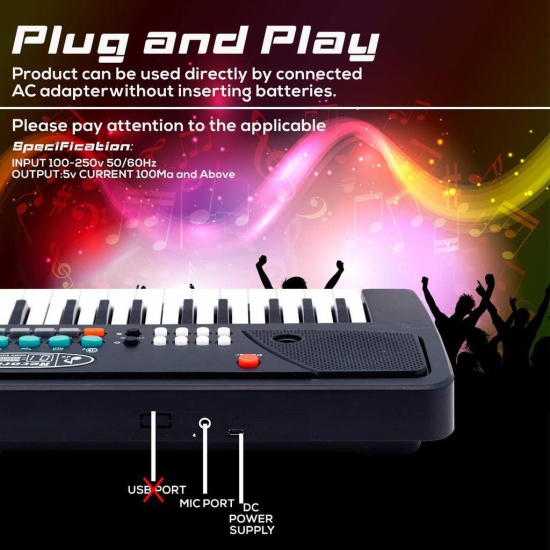 Humaira Big Fun 37 Key Piano Keyboard Toy with DC Power Option, Recording and Mic