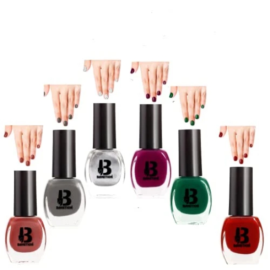 BANETION|JADE-28|Quick Drying | No Harmful Chemicals | No Chip Formula | Glossy Finish | Long Lasting | Smooth Application| High Shine Nail Polish For Women Pack of 6 (9ML)