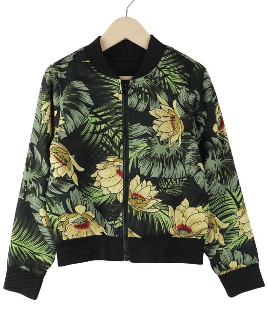 Tropical printed Green color Bomber Jacket - None