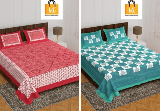 Bedsheet  Adda -100% Pure Cotton Jaipuri Printed Double Bedsheet-