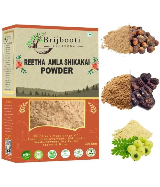 Brijbooti Reetha, Amla And Shikakai Powder Combo Pack For Hair Care (300 Gr) | 3-In-1 Hair Cleanser