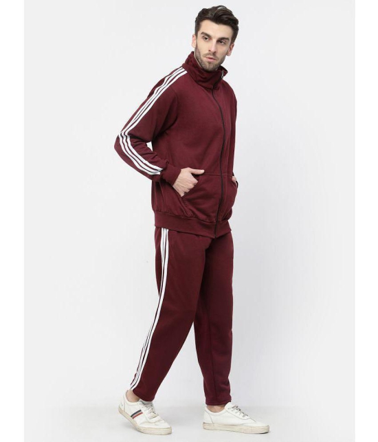 KZALCON - Wine Cotton Blend Regular Fit Mens Tracksuit ( Pack of 1 ) - L