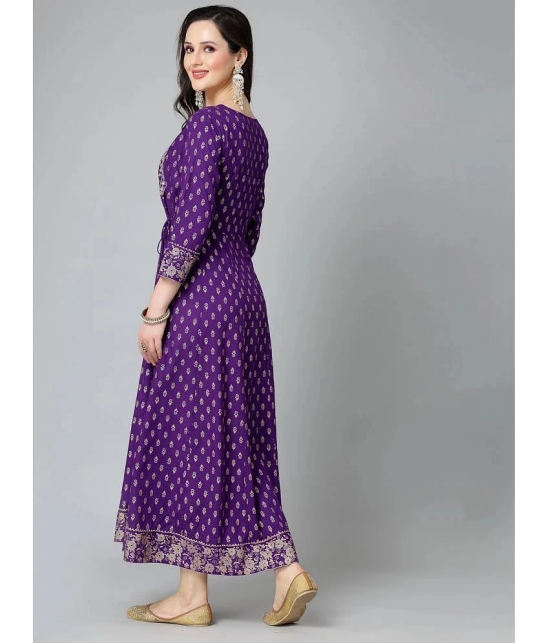 Stylum Rayon Printed Anarkali Womens Kurti - Purple ( Pack of 1 ) - None