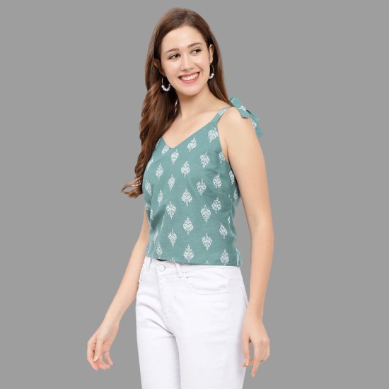 GALWIZ - Green Cotton Women's Crop Top ( Pack of 1 ) - None