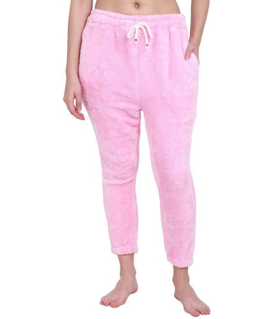 PPTHEFASHIONHUB - Pink Woollen Regular Womens Joggers ( Pack of 1 ) - None