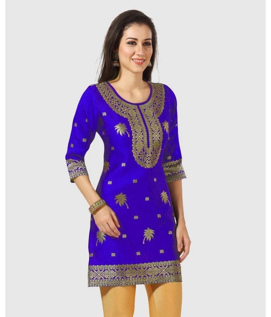 Meher Impex - Blue Art Silk Womens A-line Kurti ( Pack of 1 ) - None