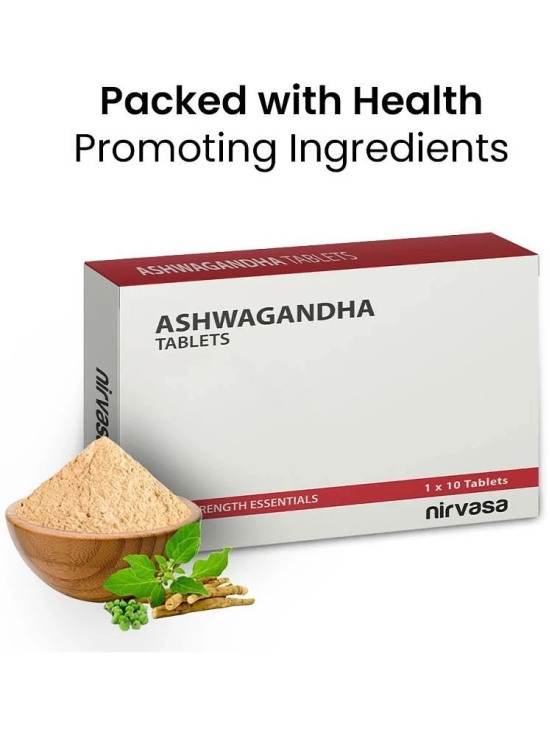 Nirvasa Ashwagandha Tablets for Men & Women (250 mg) with Natural Ashwagandha Extract (10:1) | For Immunity, General Wellness & Improves Muscles Strength - 1 X 10  Tablets