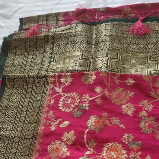 Banaras Floral Saree Pink