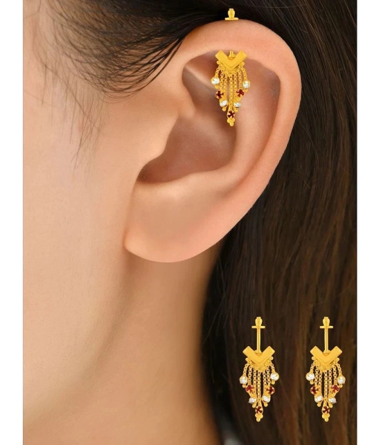 LUV FASHION Golden Jhumki Earrings ( Pack of 1 ) - Golden