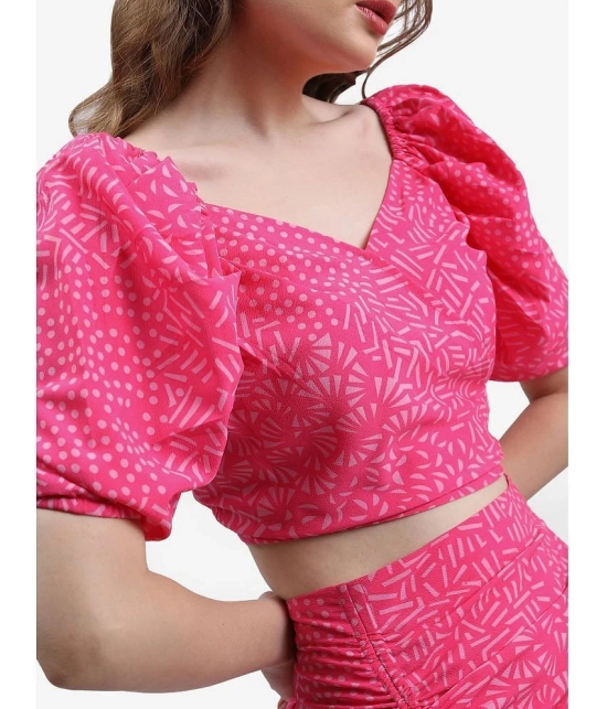 Ketch Pink Printed Shorts Top Set - None