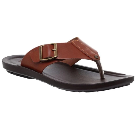 Aerowalk Tan Mens Leather Slipper - None