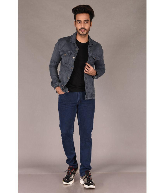 Aflash Cotton Blend Men''s Denim Jacket - Grey Melange ( Pack of 1 ) - None