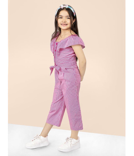 Naughty Ninos - Pink Cotton Girls Jumpsuit ( Pack of 1 ) - None