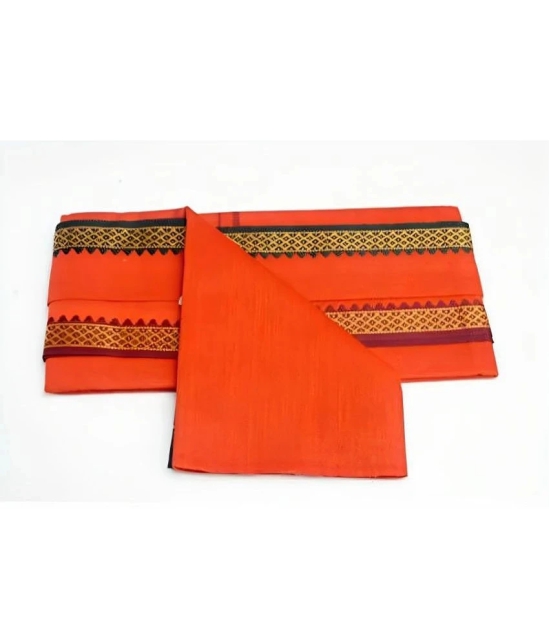 Abhikram Cotton Ethnic 325 -GSM Bath Towel ( Pack of 1 ) - Orange - Orange