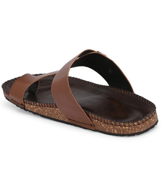 Leeport - Tan Mens Leather Slipper - None