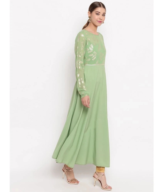 Janasya - Green Crepe Womens Flared Kurti ( Pack of 1 ) - S