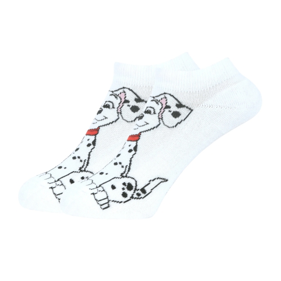 Balenzia x Disney Character Cushioned Ankle socks for women-101 Dalmations (Pack of 1 Pair/1U)-White-Stretchable from 19 cm to 30 cm / 1 N / White