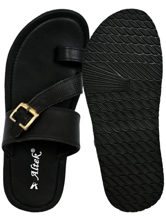 Altek Black Mens Leather Slipper - None