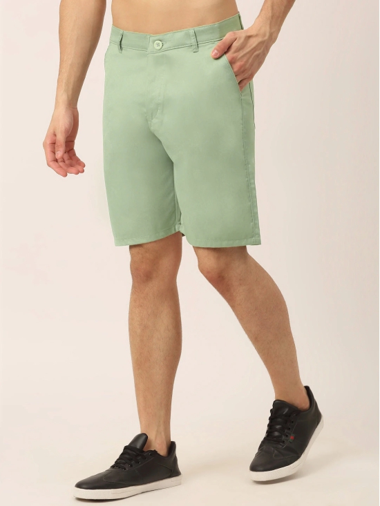 Indian Needle Mens Casual Cotton Solid Shorts-28 / Green