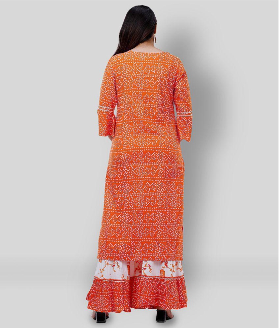 Lee Moda - Fluorescent Orange Straight Rayon Women''s Stitched Salwar Suit ( Pack of 1 ) - XXL