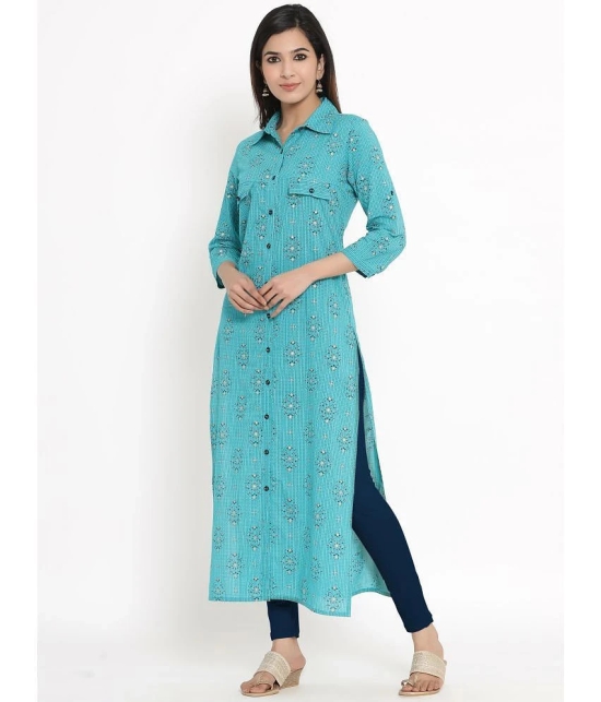 Kbz - Turquoise Rayon Womens Straight Kurti ( Pack of 1 ) - None