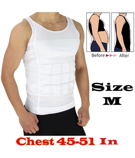 Size M Weight Loss Slimming Shirt Waist Belt Body Shaper - White