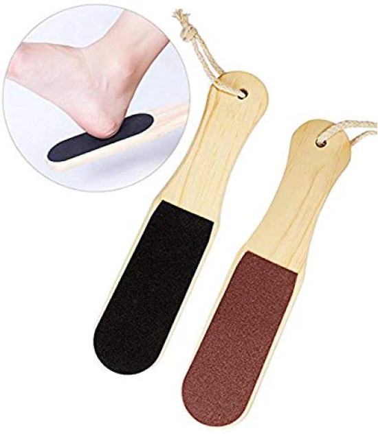 Double Sided Foot File Scrubber | Dead Skin & Callus Remover | Feet Scraper | Pedicure Tool with Wooden Handle