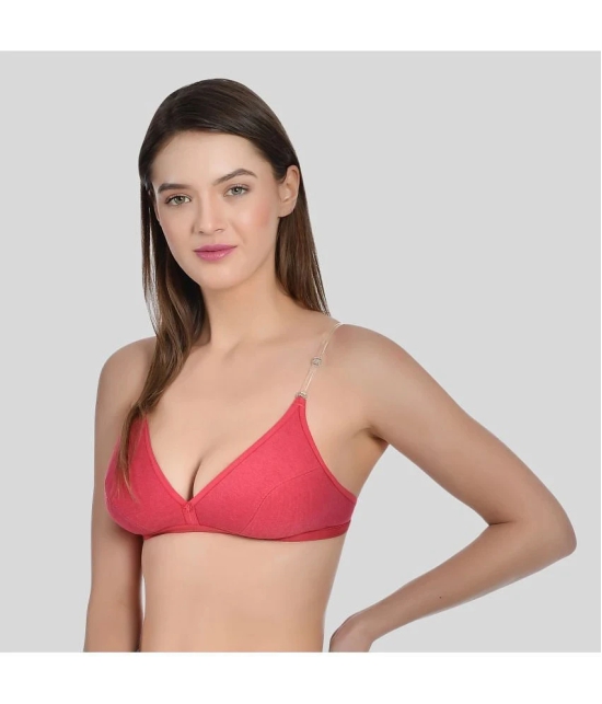 AIMLY - Red Cotton Blend Non Padded Womens T-Shirt Bra ( Pack of 1 ) - None