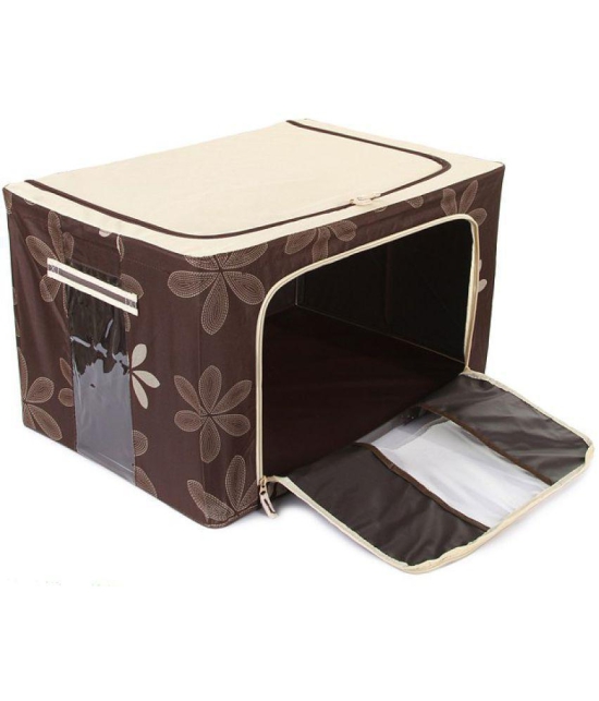 UberLyfe Foldable Cloth Storage Box with Steel Frames (Brown, 66L)