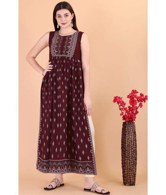 Glomee - Brown Rayon Women's Straight Kurti ( Pack of 1 ) - None