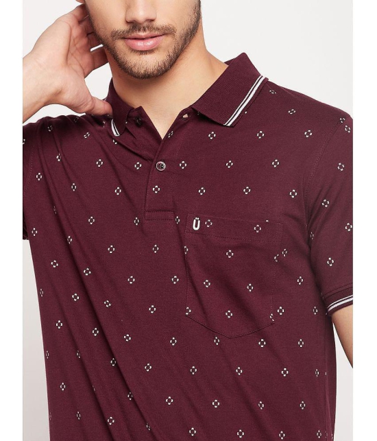 UNIBERRY - Maroon Cotton Blend Regular Fit Men's Polo T Shirt ( Pack of 2 ) - None