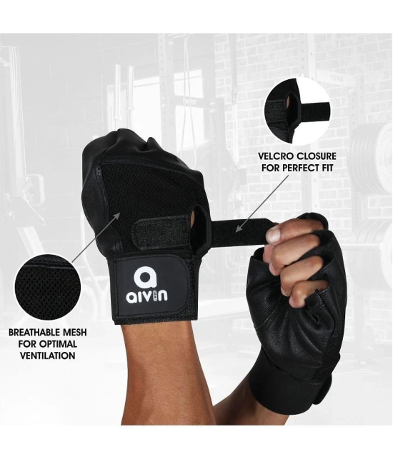 Aivin ELITE Unisex Microfiber Gym Gloves For Advanced Fitness Training and Workout With Half-Finger Length - One Size